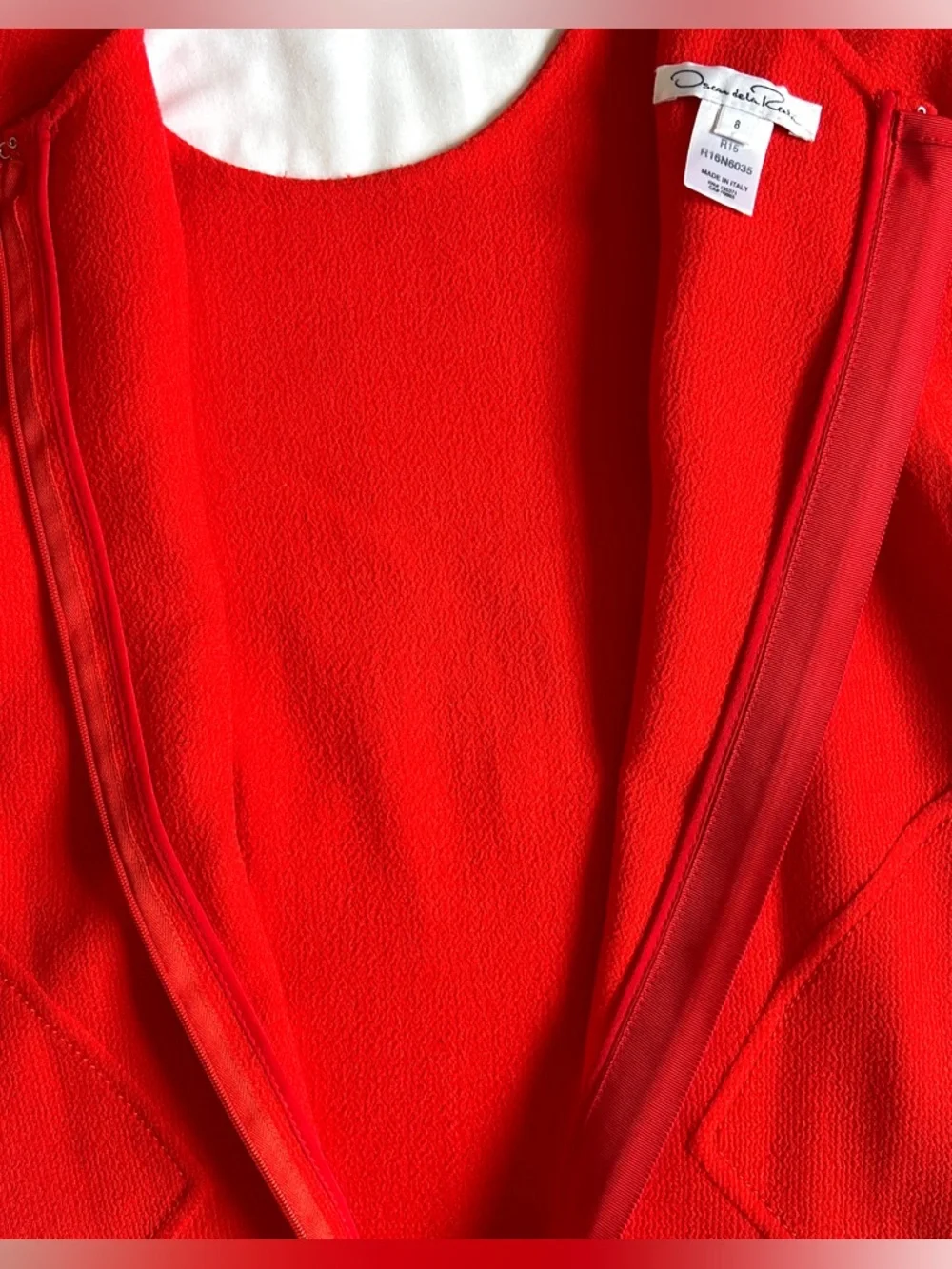 Oscar de la Renta Red Wool Sheath Dress IT 42 / US 8 - Picture 7 of 8